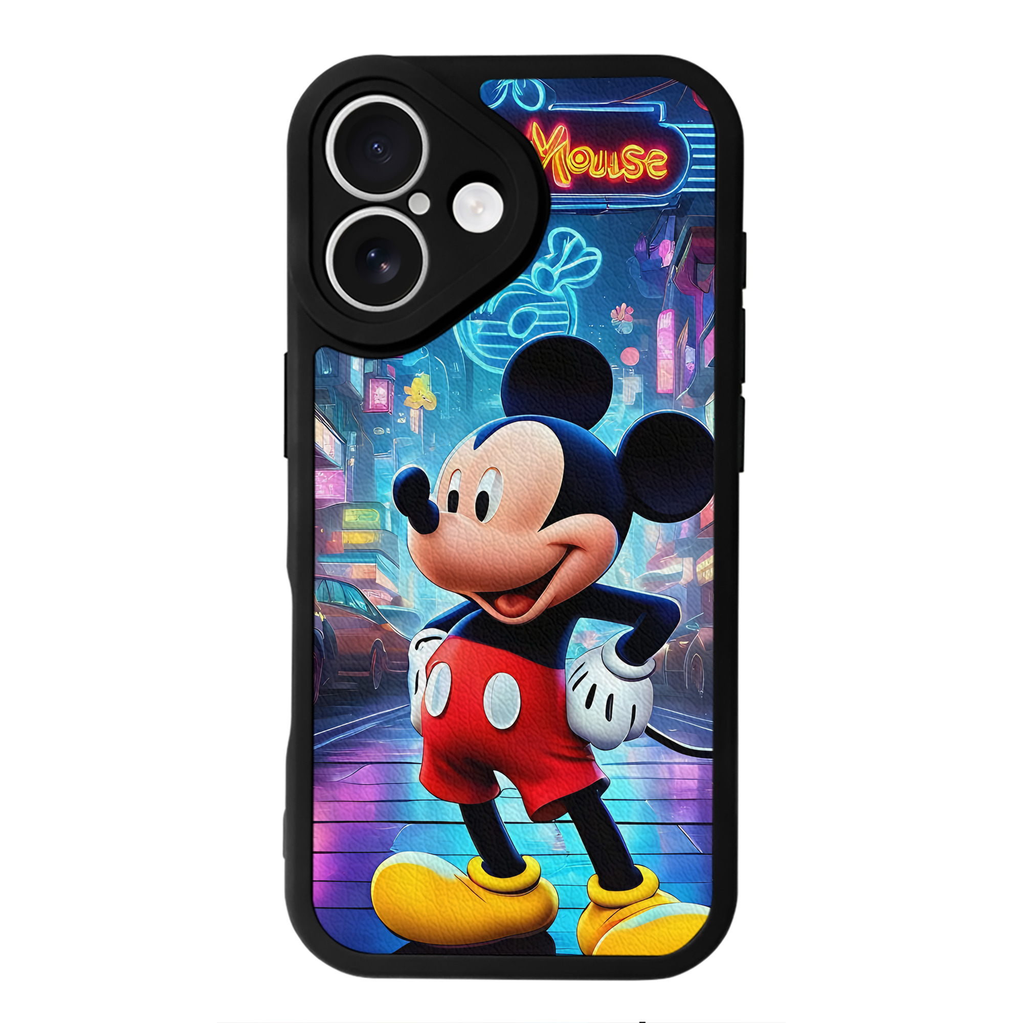 （画像用） ミッキーマウス Mickey Mouse 【iPhone 16シリーズ対応】シリコンスマホケース（レザー調） 材質：シリコン